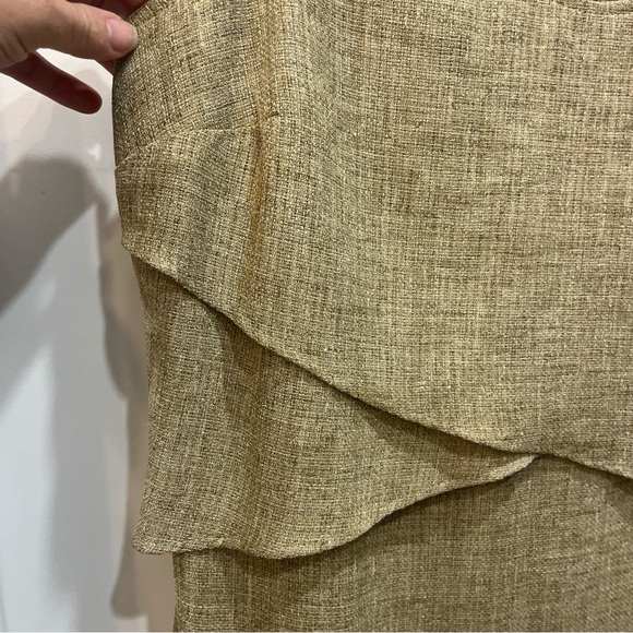 Joseph Ribkoff Women’s Sleeveless Dress Tan Layered Front Long Maxi Size 14 - Picture 4 of 10